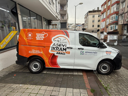 Arnavutköy Belediyesi Aşevi İkram Aracı ticari araç reklam giydirme çalışması.