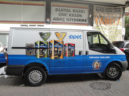 Opet marka ticari araç reklam kaplama İstanbul projesi